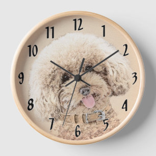 Horloge Poodle Miniature Toy Apricot Crème Chien Brown Art