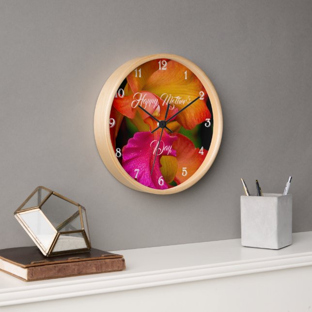 Horloge Portrait de l'orchidée de Cattleya (Bureau)