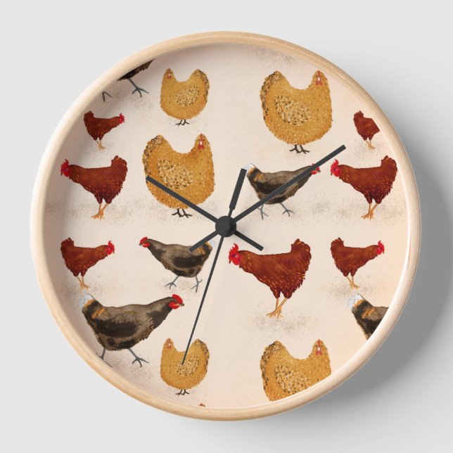 Horloge Poulets Agritourisme Cuisine mignonne (Recto)