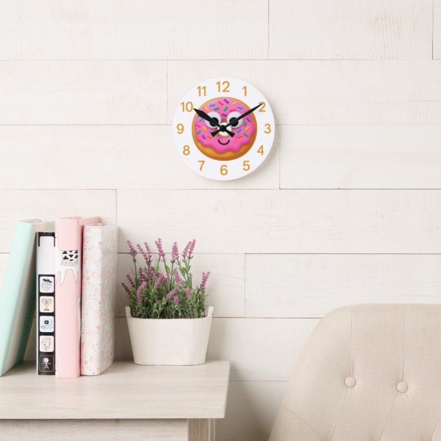 Horloge pour enfants avec donut mignon – Amusement (Salle de lecture)
