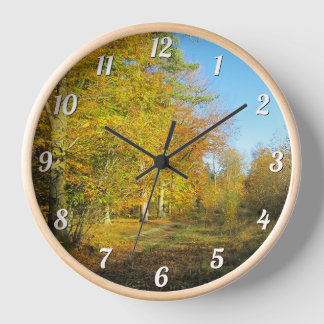 Horloge Promenade d'automne ensoleillée - Paroi ronde pers