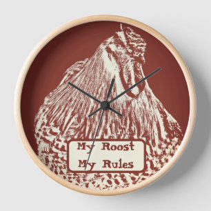 Horloge Red Rooster Chicken Boss Maman Papa Rustic Hen Bar