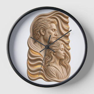 Horloge Relief d'art classique romantique de couple