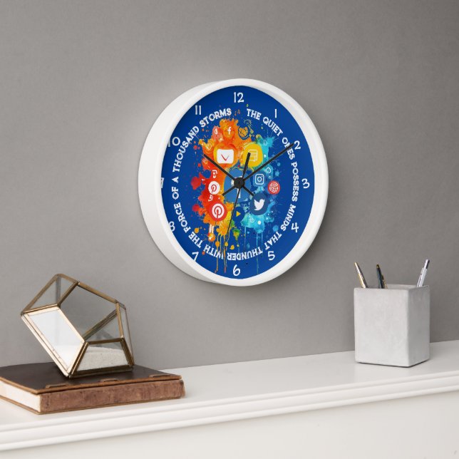 Horloge Réseau social Icônes Blue I Citer Silence et espri (Bureau)