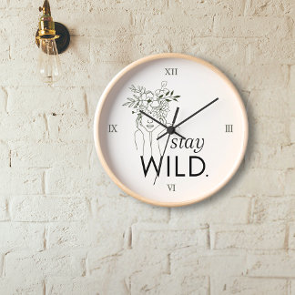 Horloge Restez à l'abri des chiffres romains Mur floral