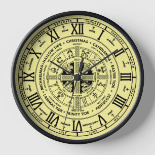 Horloge Retro Christian Wheel of the Year Clock