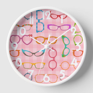 Horloge Rétro hippie moderne de lunettes avec le guingan