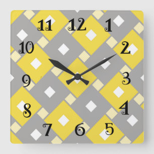 Horloge rétro moderne - Jaune et gris.