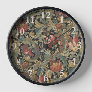 Horloge Riche brocart de tapisserie florale antique victor