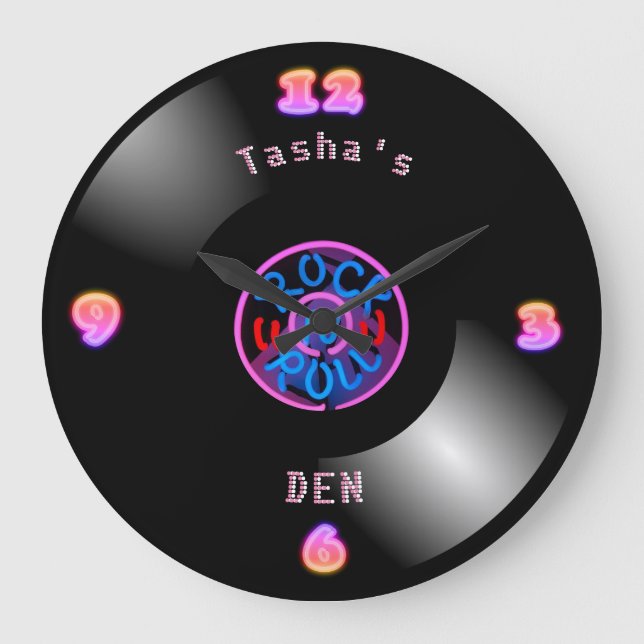 Horloge RocknRoll personnalisée Neon Vinyl Record  (Recto)