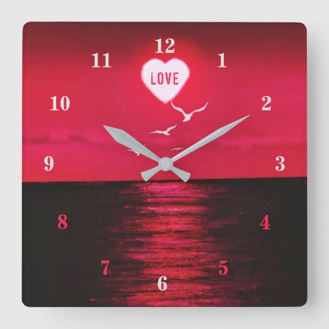 Horloge romantique coucher de soleil sur la mer So (Recto)