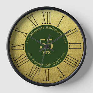 Horloge Rond personnalisé 55 ans de retraite ou d'annivers