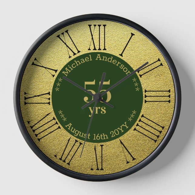 Horloge Rond personnalisé 55 ans de retraite ou d'annivers (Recto)