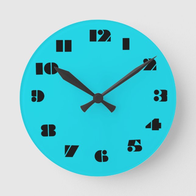 Horloge Ronde 12 Number choices to choose from aqua clock (Recto)