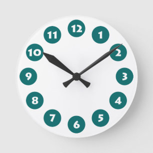 Horloge Ronde 12 Spots - Blanc avec du vert mousse sur fond blan