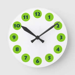 Horloge Ronde 12 Spots - Dk Green avec Martian Green sur Blanc