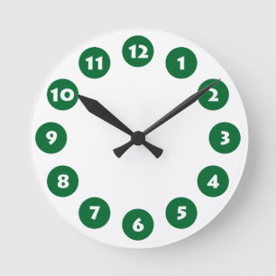 Horloge Ronde 12 taches - blanc avec Forest Green sur le blanc