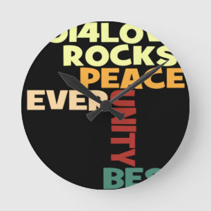 Horloge Ronde 2014 Love Rocks Peace Art Imprimer