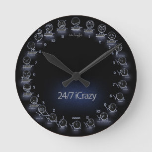 Horloge Ronde 24/7 iCrazy Internet Geek Schedule Wall Clock