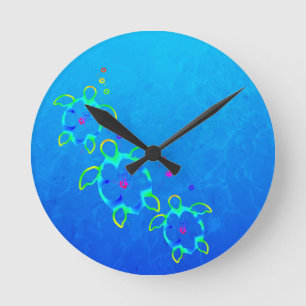 Horloge Ronde 3 tortues de Honu teintes par cravate