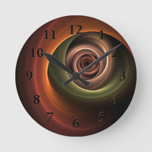 Horloge Ronde 3D Spirale Abstraite couleurs chaudes Art fractal