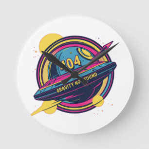 Horloge Ronde 404 Gravité introuvable - Art Spop Rétro