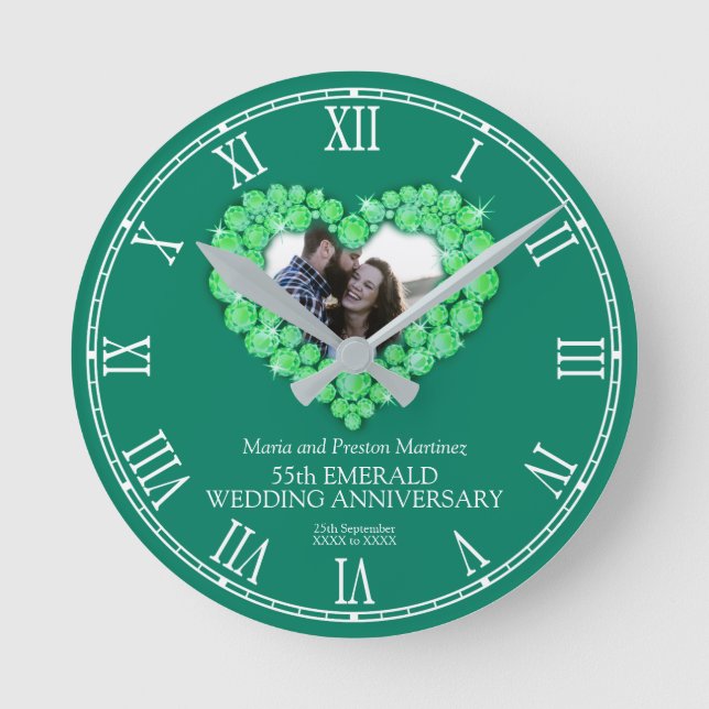 Horloge Ronde 55e anniversaire mariage émeraude verte (Recto)