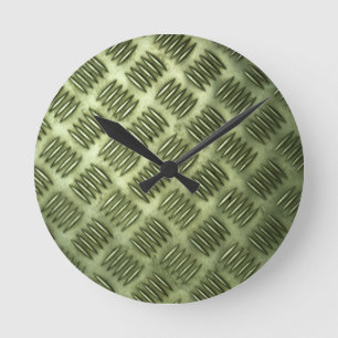 Horloge Ronde à damiers Plancher en acier métallique Texture dia