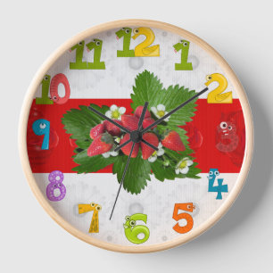Horloge ronde à la fraise
