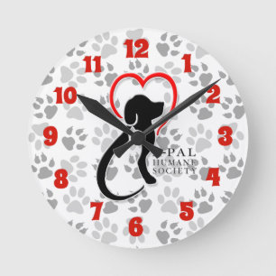 Horloge Ronde A-PAL - Logo avec des empreintes de pattes