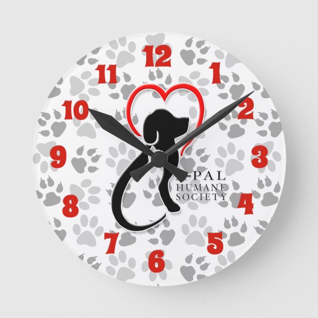 Horloge Ronde A-PAL - Logo avec Empreintes de pattes (Recto)