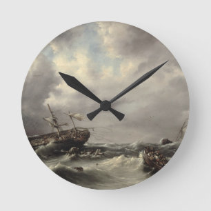 Horloge Ronde A Storm at Sea (oil on panel)