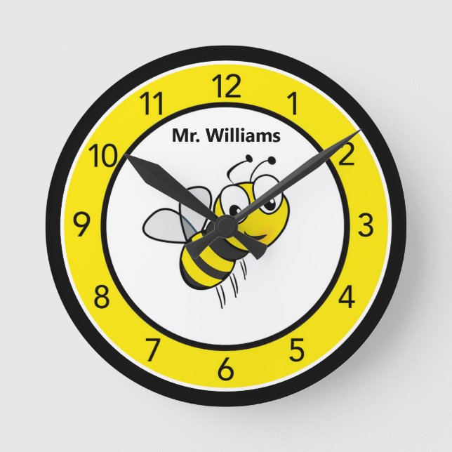 Horloge Ronde Abeille mignonne personnalisée (Recto)
