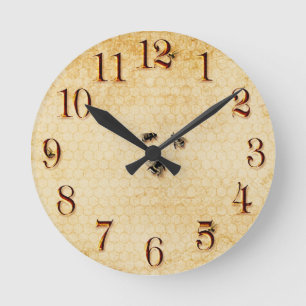 Horloge Ronde Abeilles et nid d'abeilles