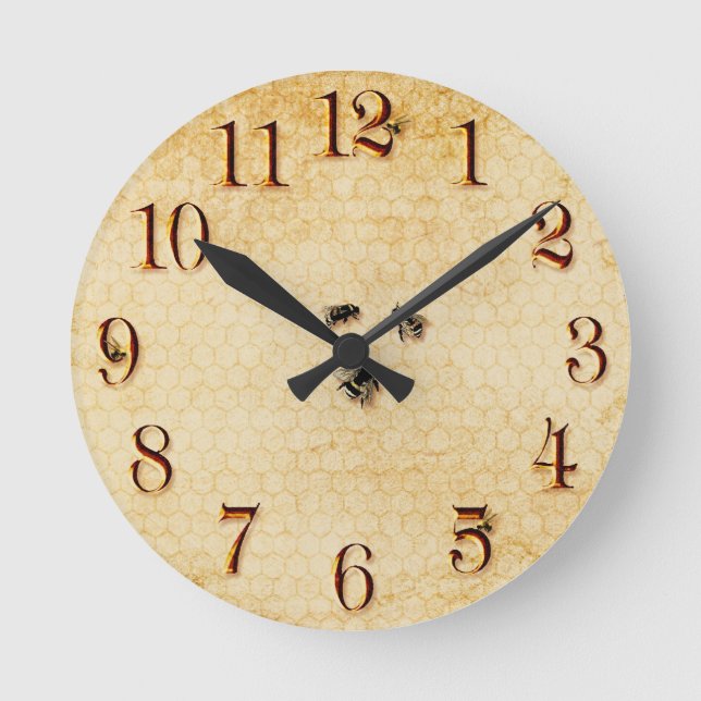 Horloge Ronde abeilles et peigne de miel (Recto)