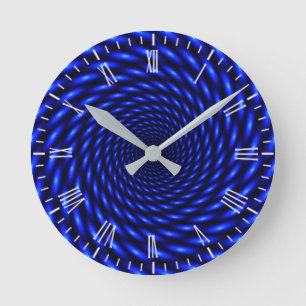 Horloge Ronde Abstract Blue Pattern