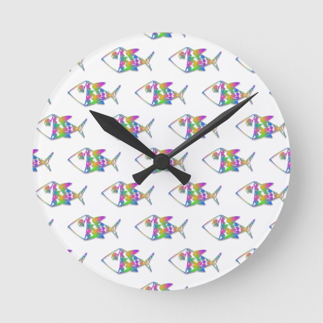 Horloge Ronde Abstract Fish Pattern (Recto)