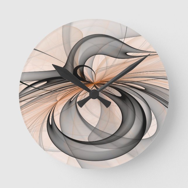 Horloge Ronde Abstrait Anthracite Grey Sienna Art moderne fracta (Recto)