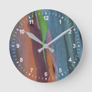 Horloge Ronde Abstrait D'Arbre À Gommes Arc-En-Ciel