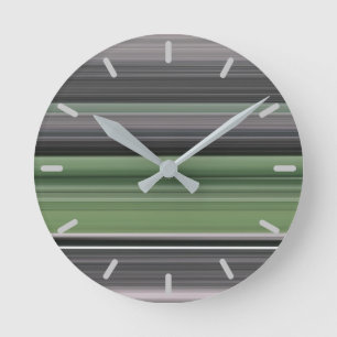 Horloge Ronde Abstrait n° 1 : Vert olive et gris