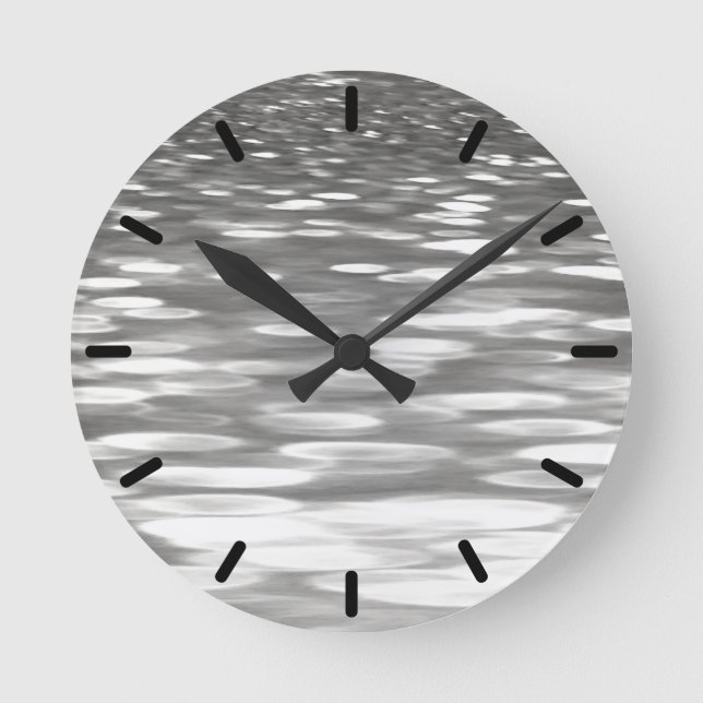 Horloge Ronde Abstrait n° 3 : brillant gris argenté (Recto)