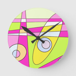 Horloge Ronde Abstrait surf Bright Pink Green Bubblegum