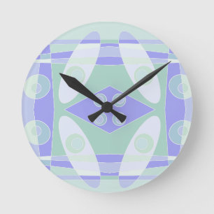 Horloge Ronde Abstrait Surf Pastel Purple Green