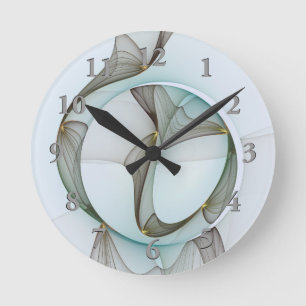 Horloge Ronde Abstrait Turquoise Brown Gold Elegance