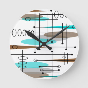 Horloge Ronde Abstraite moderne de l'ère atomique du milieu du 