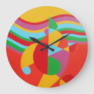 Horloge ronde abstraite Technicolor représentant l