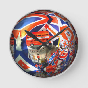 Horloge Ronde Accessoires d'art de collage d'Angleterre patrioti