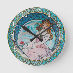Horloge Ronde Acrylic Wall Clock Art Nouveau Alphonse Mucha 14
