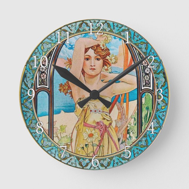 Horloge Ronde Acrylic Wall Clock Art Nouveau Alphonse Mucha 20 (Recto)