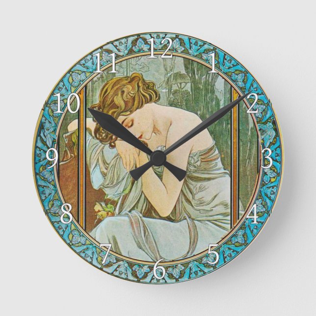 Horloge Ronde Acrylic Wall Clock Art Nouveau Alphonse Mucha 22 (Recto)
